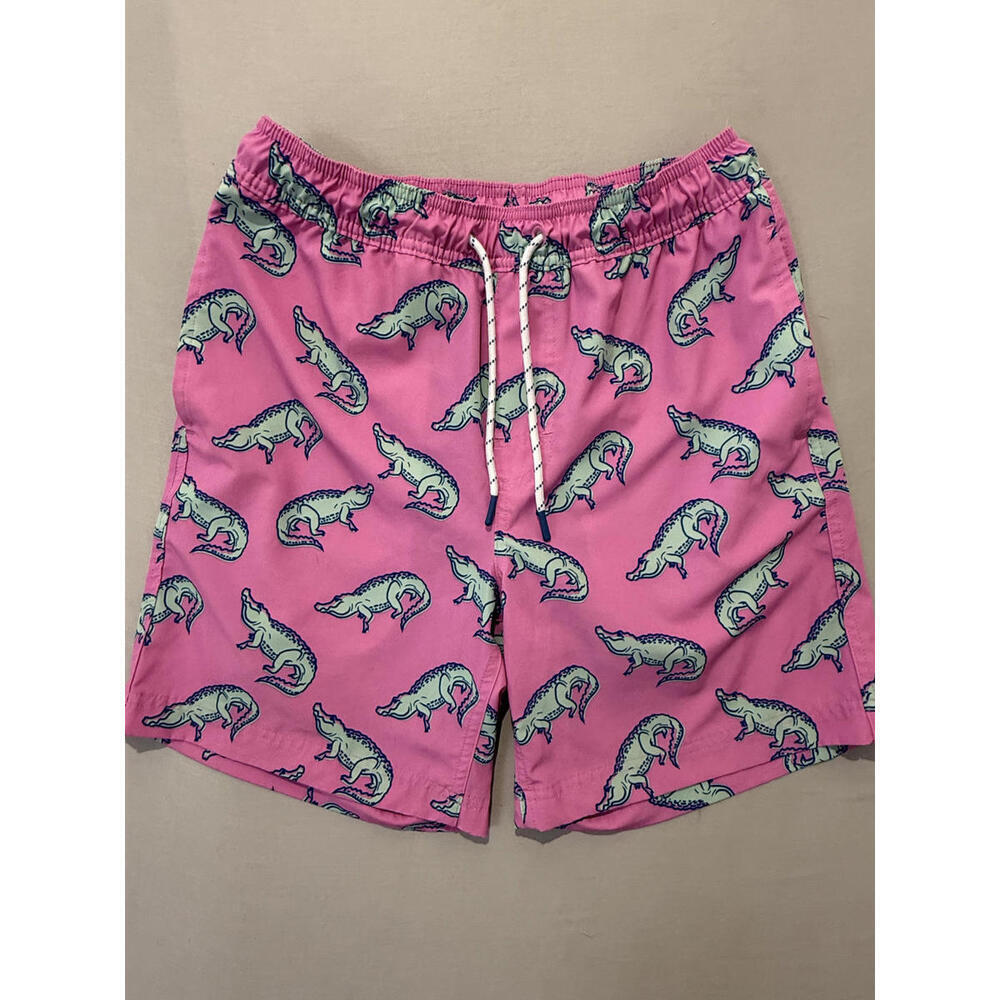 Men's Resort Swim Trunk Size S Pink with Alligator Print By Members Mark NWOT